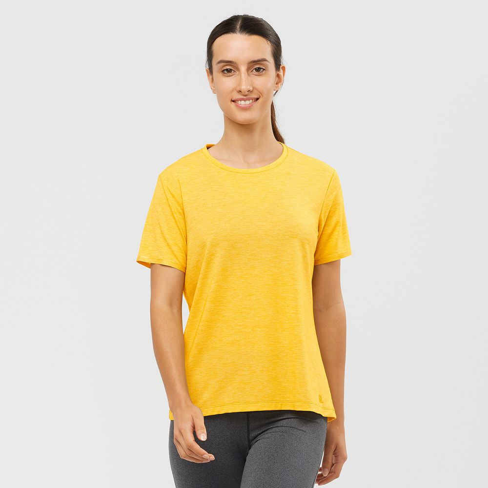 T-Shirts Salomon Femme Jaune - Salomon ESSENTIAL TENCEL - France (6508-BXHES)